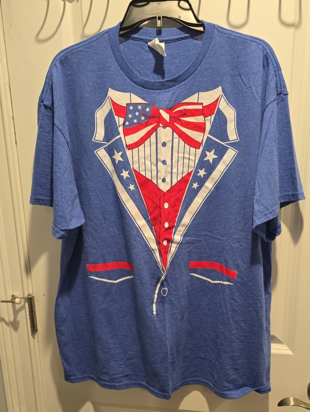 Delta Blue Patriotic Graphic Tee with Red Bow